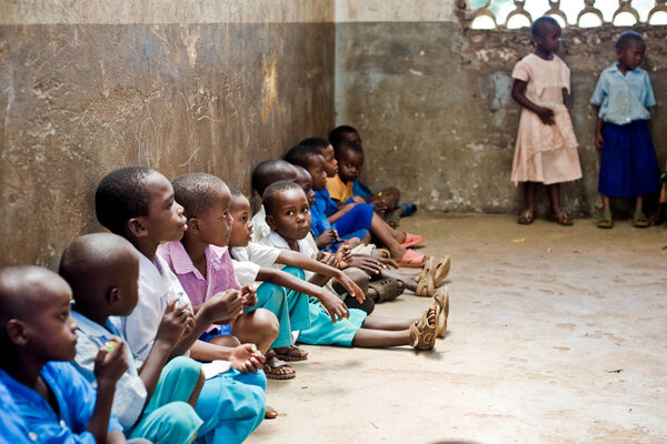 African children in school. Kenya Mombasa. January 25, 2012