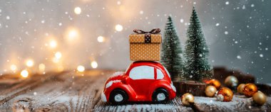 Metin için boş alanı olan selamlamalar için yeni yıl dekorasyonu ve arkaplan.