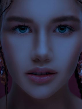güzel makyaj ile genç modeli portresi kapatın