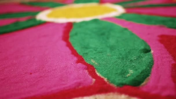 Rangoli Con Polvo Color Que Crea Ocasiones Festival Indio — Vídeo de stock