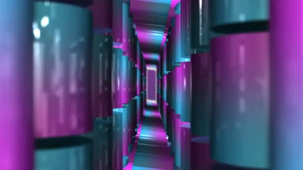 Abstrato Cilíndrico Perspectiva Infinita Túnel Animação Fundo Iluminado — Vídeo de Stock