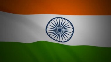 Hindistan Bayrağı rüzgarın gerçekçi arka planında dalgalanıyor, film için çözünürlük, haber vs..