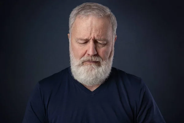 Elderly Man Gray Beard Looking Thinking — Stock Photo, Image