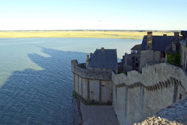 Stenväggar Befästningar Mont Saint Michel Franc — Stockfoto