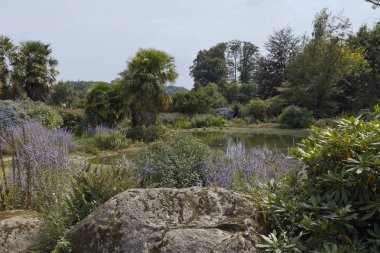 Bahçe, mavi bahar botanik Park, yüksek Bretagne bir pon ayarla