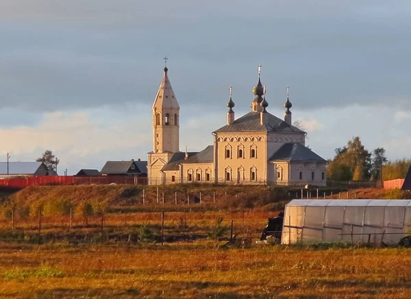 Old Rural Church Menchakovo Village Sunse — Stock Photo, Image