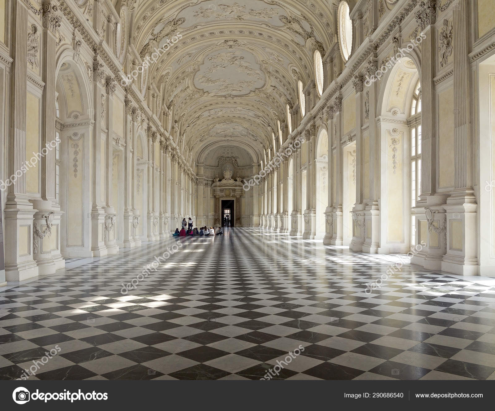 Galleria grande, Royal Palace of Venaria Reale, Italy Stock Photo