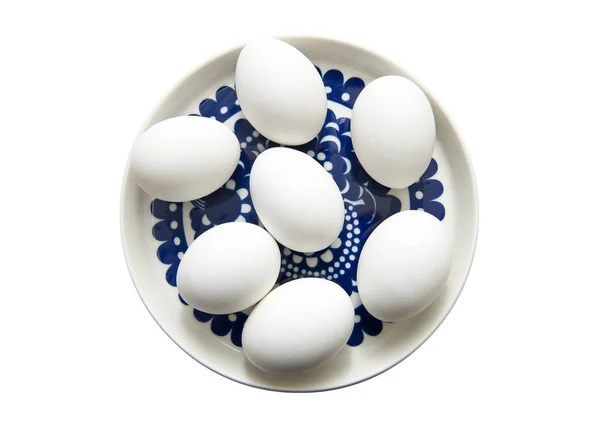 Eieren Plaat Geïsoleerd Witte Achtergrond — Stockfoto