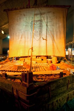 Oslo, Norveç - 27 Ağustos 2016: Oslo Kon-Tiki Müzesi özgün Kon-Tiki Sal