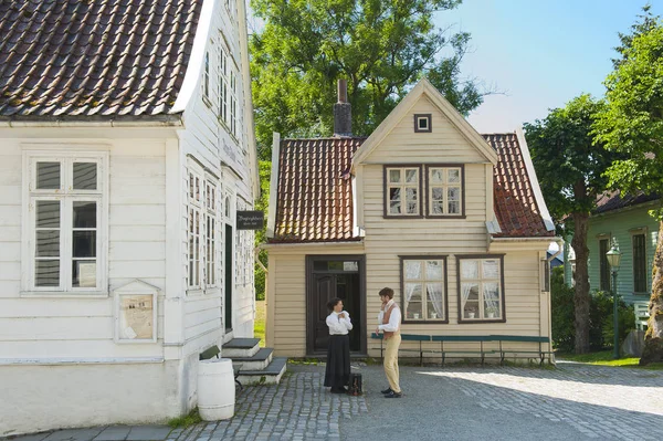 Bergen Noruega Julio 2018 Impresión Manual Gamle Old Bergen Museum —  Fotos de Stock