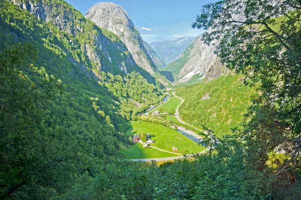 Paesaggi Norvegesi Mozzafiato Sulla Stalheimskleiva Road Durante Giro Autobus Gudvangen — Foto Stock