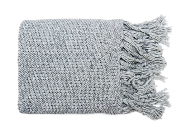 Мягкий Мох Вязаное Одеяло Изолированы Белом Фоне — стоковое фото
