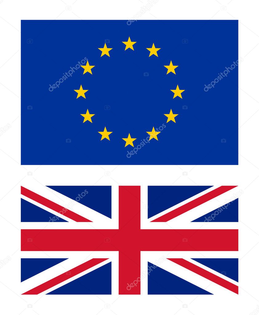 EU and UK flags vector illustration