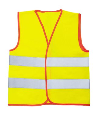 Beyaz arka planda izole edilmiş güvenlik sarısı yelek