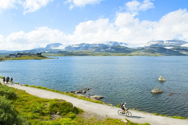 Escursioni Turistiche Ciclismo Turistico Finse Norvegia Luglio 2019 — Foto Stock