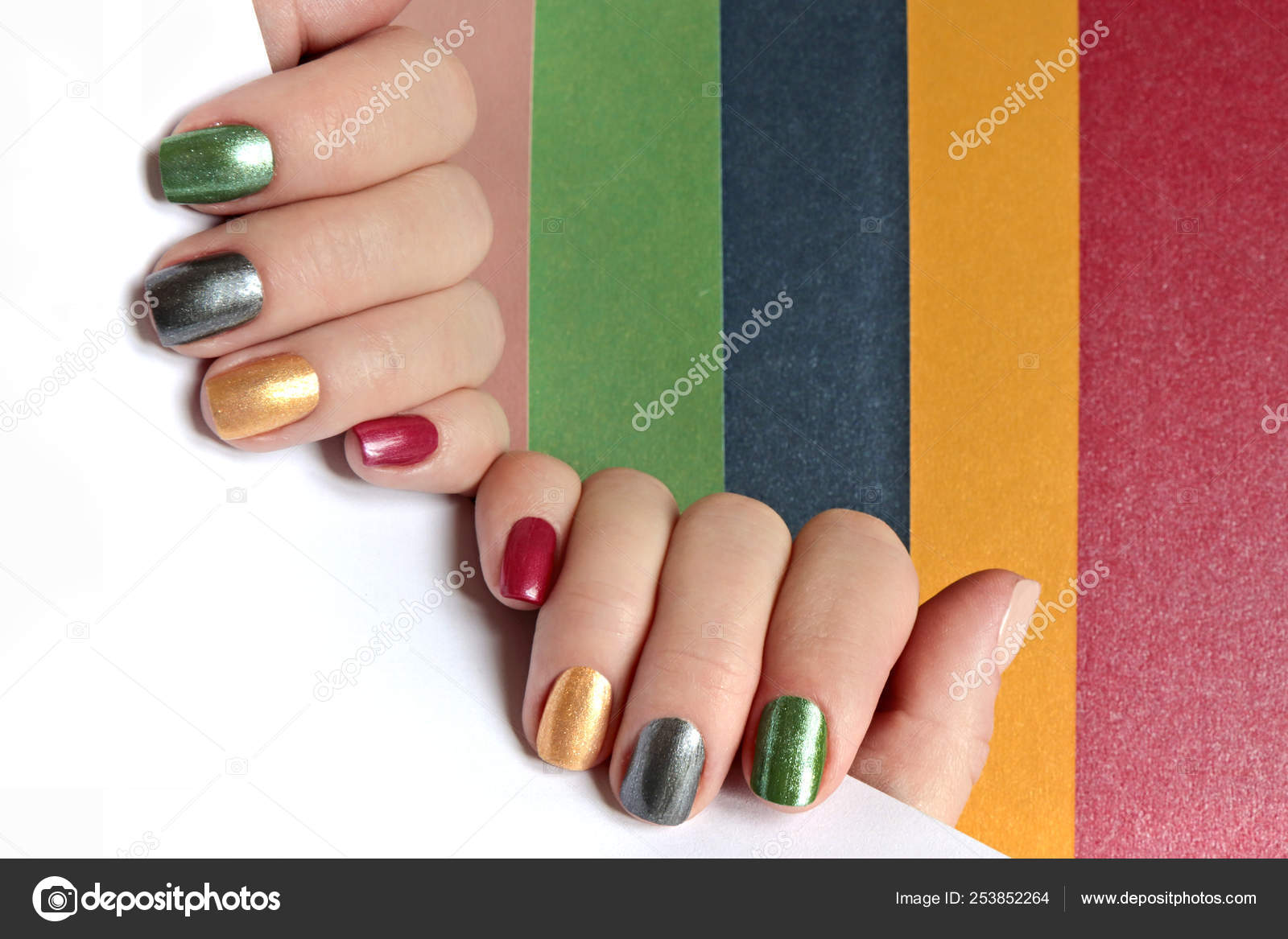 25+ Cool Multi Colored Nail Designs | Colorful nail art, Striped nails, 3d nail  art designs