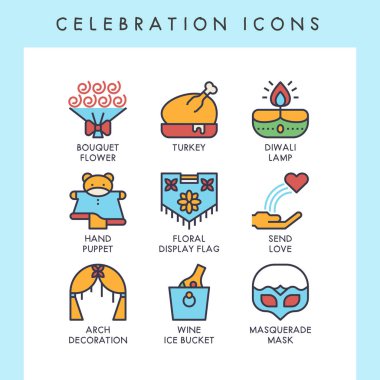 Kutlama simgeler web, uygulama, Web sitesi, Kullanıcı arabirimi, kartı, vb.