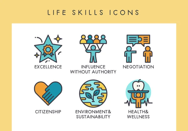 Life Skill Konzept Symbole Für Web App Präsentation Etc — Stockvektor
