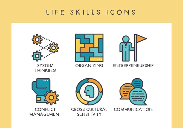 Life Skill Konzept Symbole Für Web App Präsentation Etc — Stockvektor