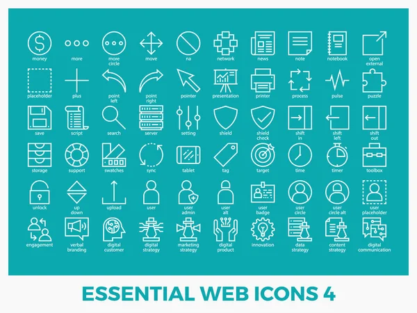 Iconos Web Mixtos Esenciales Establecidos Estilo Icono Línea Moderna Para — Archivo Imágenes Vectoriales