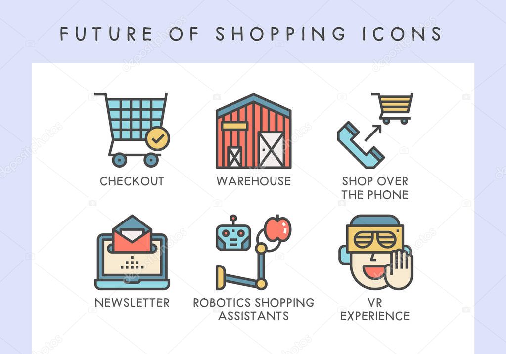 Future of shopping concept icons for website, blog, app, presentation, etc.