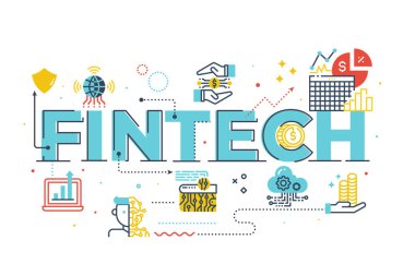 Fintech (finans teknolojileri) word çizim yazı