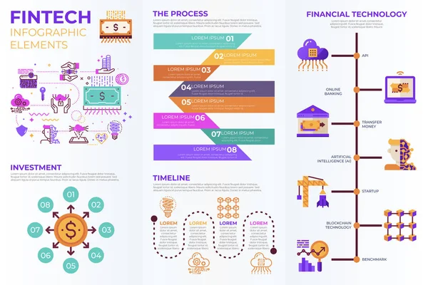 Eléments infographiques Fintech (Financial Technology) — Image vectorielle