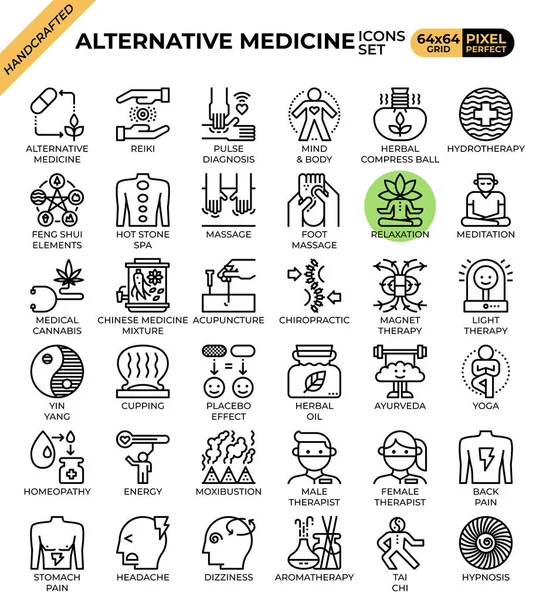 Ícones de conceito de medicina alternativa —  Vetores de Stock