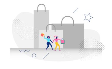 Alışveriş konsepti Illustration karakter