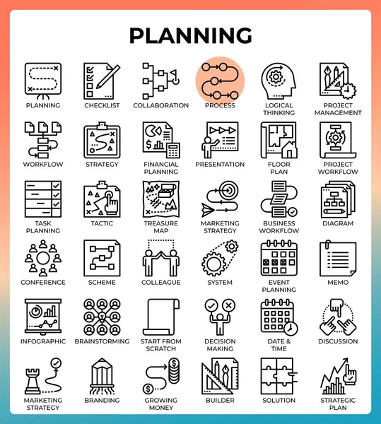 Concept de planification icône ensemble — Image vectorielle