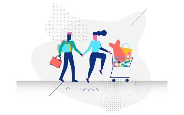 Una pareja en concepto de compras ilustración — Vector de stock