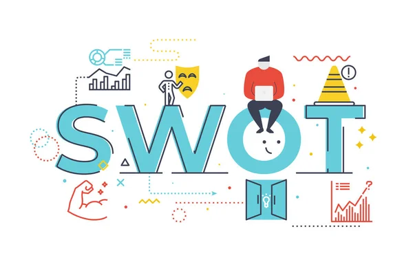 SWOT (sterke punten, zwakke punten, kansen en bedreigingen) Word lett — Stockvector