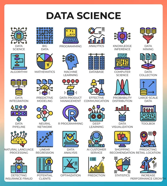 Data vetenskap ikoner — Stock vektor