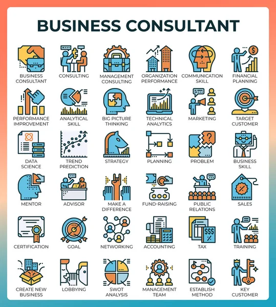 Iconos de consultor de negocios — Vector de stock