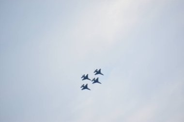 Chicopee, MA-Jul 14:2018 ABD Hava Kuvvetleri Thunderbirds büyük yeni Ingiltere Airshow Westover Air Reserve Base Chicopee, Massachusetts, Temmuz 'da görüldüğü gibi 14, 2018.