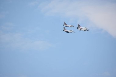 Chicopee, MA-Jul 14:2018 ABD Hava Kuvvetleri Thunderbirds büyük yeni Ingiltere Airshow Westover Air Reserve Base Chicopee, Massachusetts, Temmuz 'da görüldüğü gibi 14, 2018.