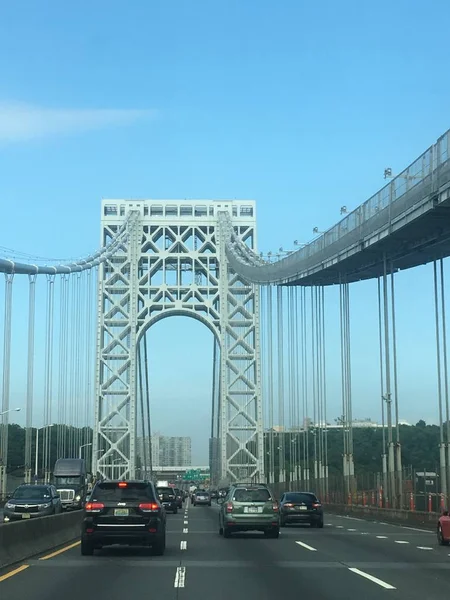 纽约州 7月28日 华盛顿桥在纽约和新泽西 如在2018年7月28日看到 这是一座横跨哈德逊河的双层吊桥 — 图库照片