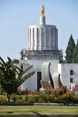 SALEM, OR - AUG 18: Oregon State Capitol in Salem, Oregon, as seen on Aug 18, 2018. clipart