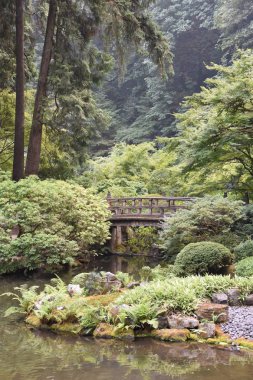 Portland, Oregon Ağustos 20: Portland Oregon'da, 20 Ağustos 2018 üzerinde görüldüğü gibi Japon Bahçesi. Bir geleneksel Japon Bahçesi Washington Parkı içinde yer alan 12 dönüm arazi işgal olduğunu.