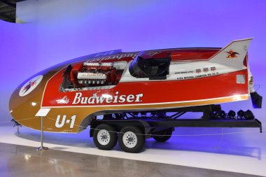 Wilsonville, Oregon Ağustos 21: Dünya hız ABD Wilsonville, Oregon, üzerinde 21 Ağustos 2018. Tarihi yarış arabaları, kas araba ve etkileşimli sergiler featuring hızlı seyahat için adanmış bir müzedir.