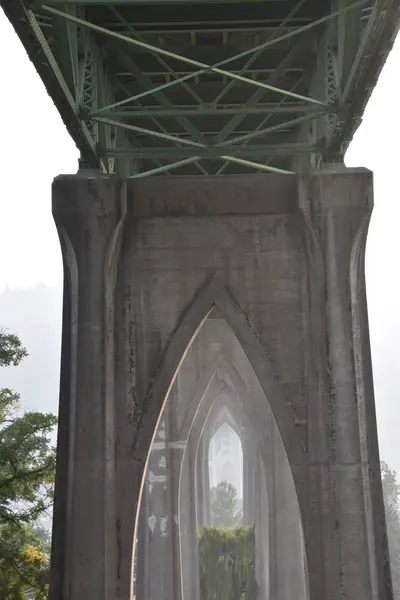 Katedrála Park Johns Bridge Portlandu Oregon — Stock fotografie