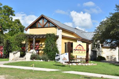 GRUENE, TX - 14 Ekim 2018 'de görüldüğü üzere Gruene' in tarihi bölgesi.