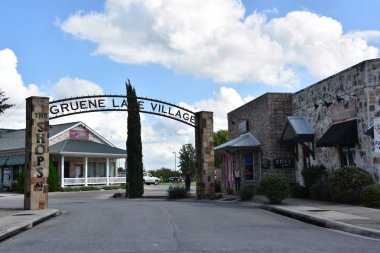 GRUENE, TX - 14 Ekim 2018 'de görüldüğü üzere Gruene' in tarihi bölgesi.
