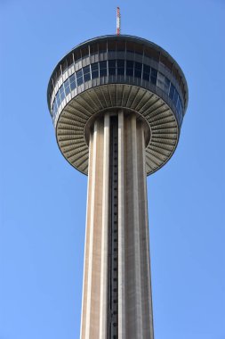 SAN ANTONIO, TX - OCT 14: Tower of the Americas in San Antonio, Texas, as seen on Oct 14, 2018. The tower was designed by San Antonio architect O'Neil Ford and was built as the theme structure of the 1968 World's Fair, HemisFair '68. clipart
