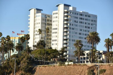 Santa Monica, CA - 18 Ekim 2018 'de Kaliforniya' da Pasifik Okyanusu kıyısında Sana Monica.