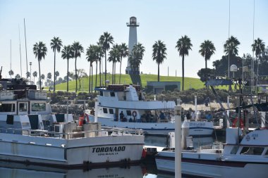 LONG BEACH, CA - OCT 19: Long Beach, California 'daki Harbor & Lighthouse, 19 Ekim 2018' de görüldüğü gibi.