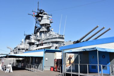 San Pedro, Ca - Ekim 19: Uss Iowa'da (Bb-61) San Pedro, Kaliforniya, 19 Ekim 2018 üzerinde görüldüğü gibi. Şimdi müze yön ve Pasifik savaş gemisi merkezi kontrol altında çalıştırılır.