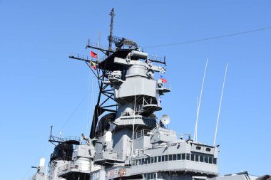 San Pedro, Ca - Ekim 19: Uss Iowa'da (Bb-61) San Pedro, Kaliforniya, 19 Ekim 2018 üzerinde görüldüğü gibi. Şimdi müze yön ve Pasifik savaş gemisi merkezi kontrol altında çalıştırılır.