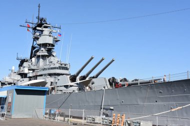 San Pedro, Ca - Ekim 19: Uss Iowa'da (Bb-61) San Pedro, Kaliforniya, 19 Ekim 2018 üzerinde görüldüğü gibi. Şimdi müze yön ve Pasifik savaş gemisi merkezi kontrol altında çalıştırılır.