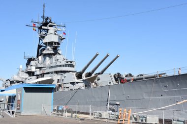 San Pedro, Ca - Ekim 19: Uss Iowa'da (Bb-61) San Pedro, Kaliforniya, 19 Ekim 2018 üzerinde görüldüğü gibi. Şimdi müze yön ve Pasifik savaş gemisi merkezi kontrol altında çalıştırılır.